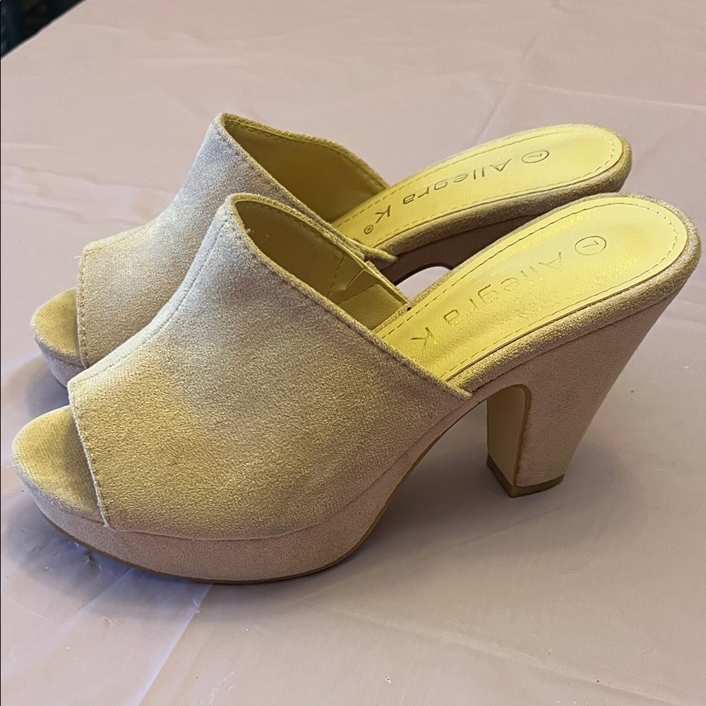 Allegra K Women's light pink Peep Toe Mules size 7